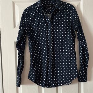 Ralph Lauren Navy Polka Dot Shirt - fitted like new